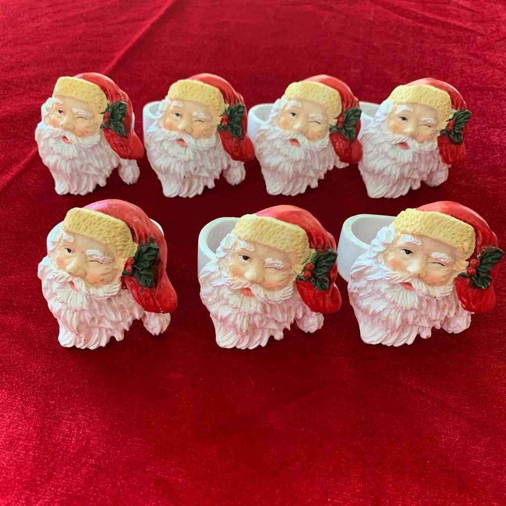 7 Napkin Rings. Santa Head for Christmas